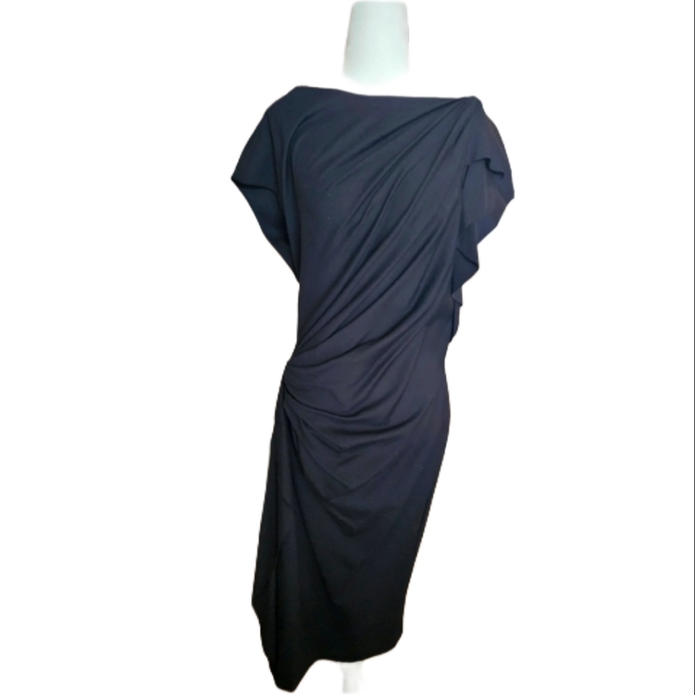 Escada Black Draped Midi Dress